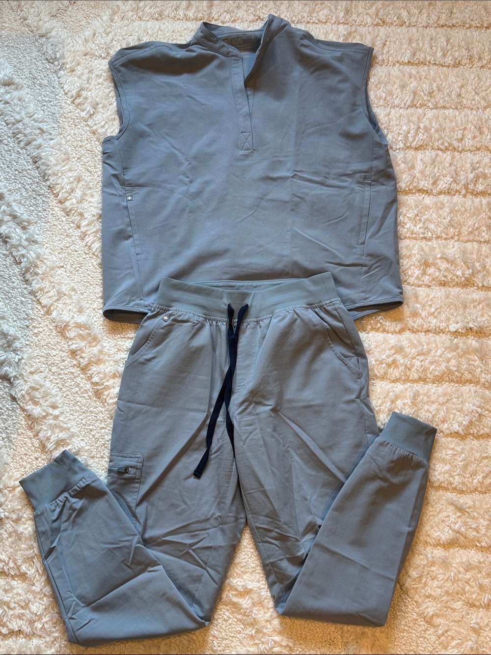 Figs Women's Sleeveless Top & Joggers Set - Dusty Blue limited edition